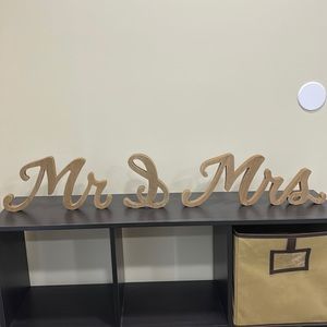 Sweetheart Table Rustic Wooden Mr & Mrs Signs